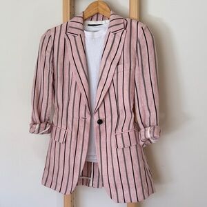 Rag & Bone Linen Striped Blazer Light Pink 00 Tailored Summer Blazer NWT
